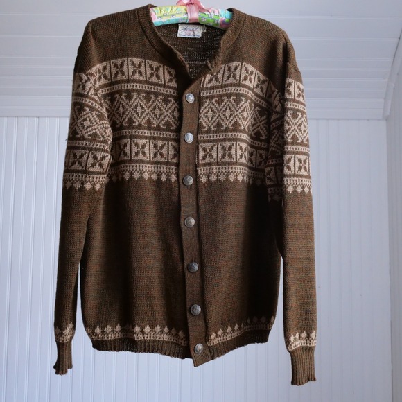 Great 50s/60s Jerrold brown wool cardigan - Picture 8 of 10